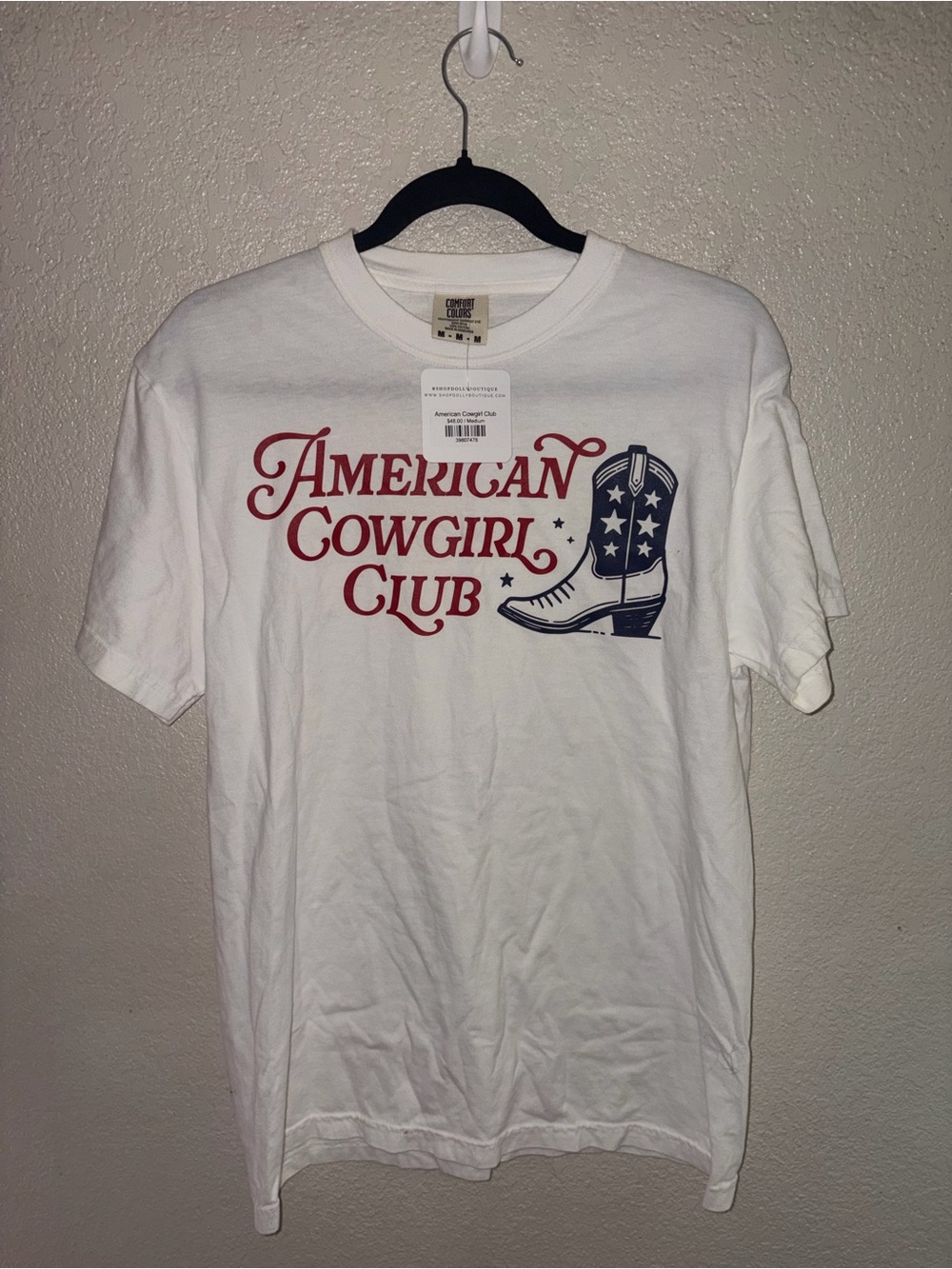 🤠NWT Comfort Colors "American🇺🇲Cowgirl🤠Club Graphic T-Shirt" 💯% Cotton🤍Medium - Picture 7 of 12